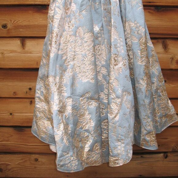 MAC DUGGAL 20726 Blue Strapless Brocade Midi Dress with Pockets - Picture 11 of 16